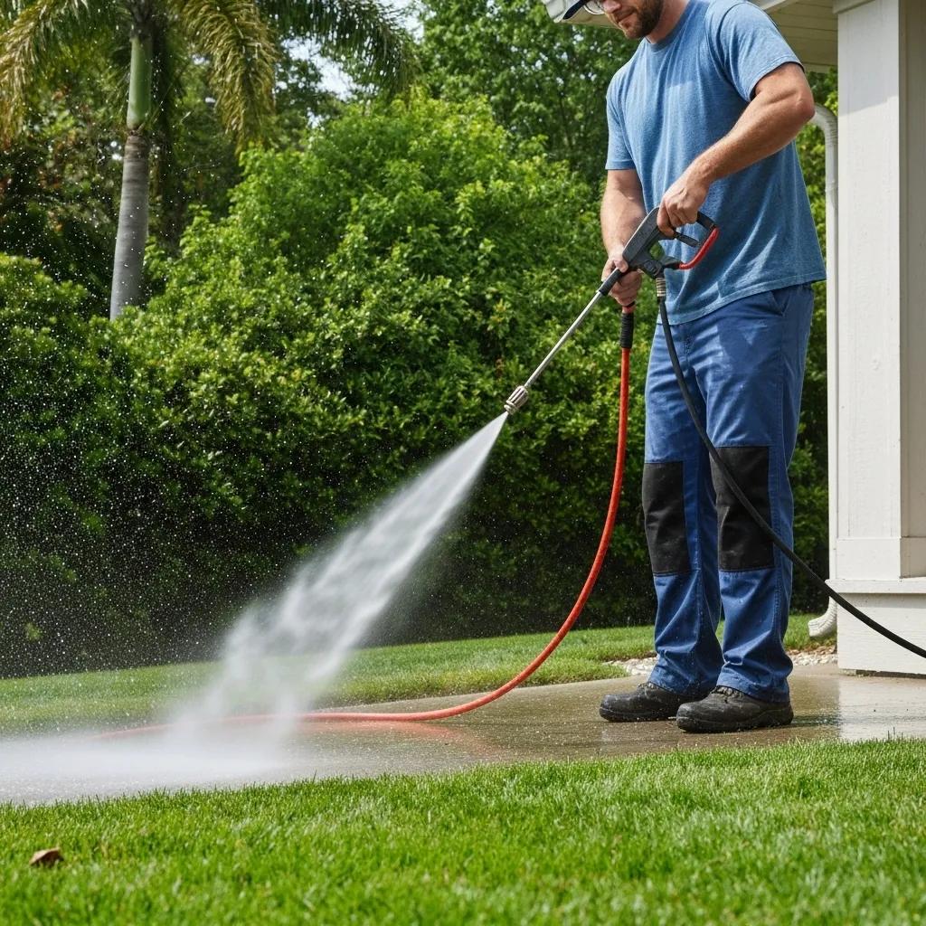 Family enjoying a clean outdoor environment after eco-friendly pressure washing, highlighting health benefits